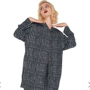 Norma Kamali Oversized Boyfriend NK Shirt in Glenn Plaid Tweed NWT